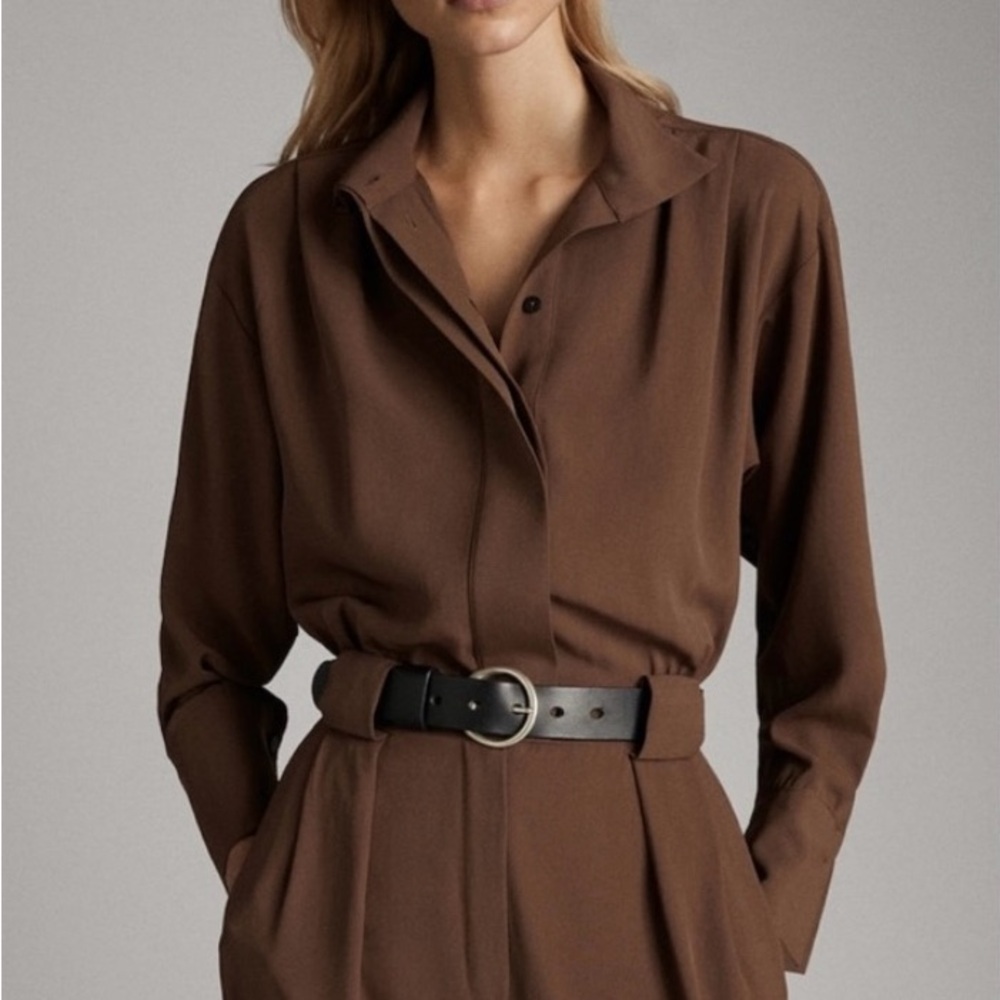 Massimo Dutti Brown Jumpsuit